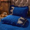 Plaid Crystal Velvet Pillowcase with Zipper Ruffle Deco Soft and Warm Solid Color Rectangle Pillow Cover 48*74cm