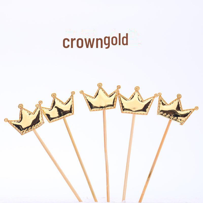 

Набор для украшения десерта из 5 предметов: Вставки в виде звезд, корон, сердец и мультяшных флагов crown 5 pieces золотой