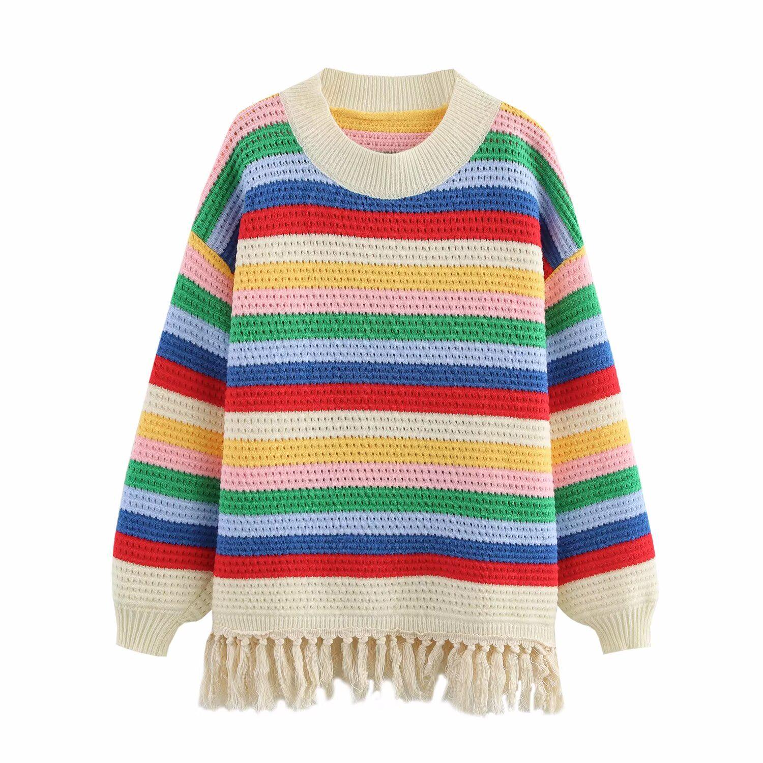 

2024 Winter Women s Color Block Crew Neck Sweater – European American Style, Fashionable & Versatile One Size разноцветный