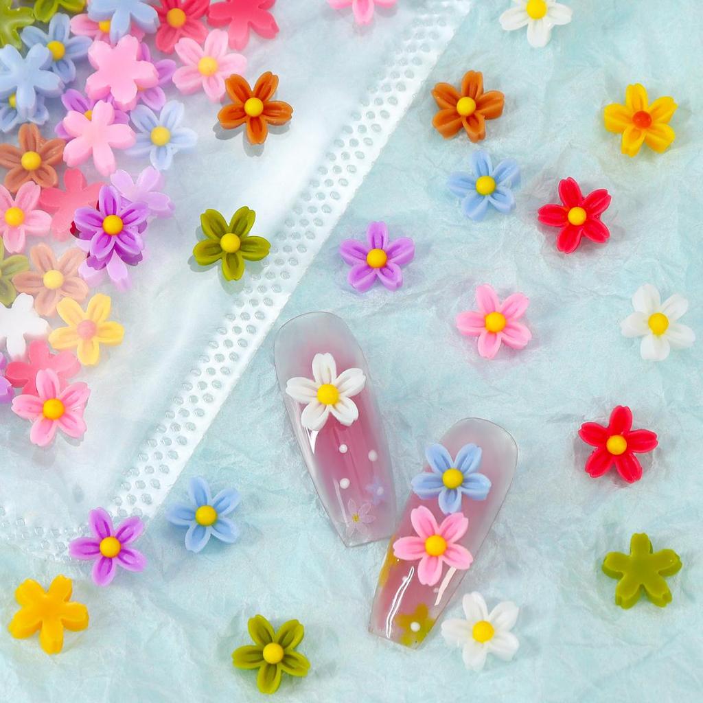 Colourful Flowers 3D Nail Art Charms Kawaii Macaron Mini Flower Nais Decoration Accessories Summer Manicure Decora Supplies
