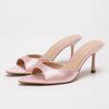 Spring/Summer Pointed Toe Stiletto Silk Slides: Women's Open-Toe Fashionable High Heel Sandals