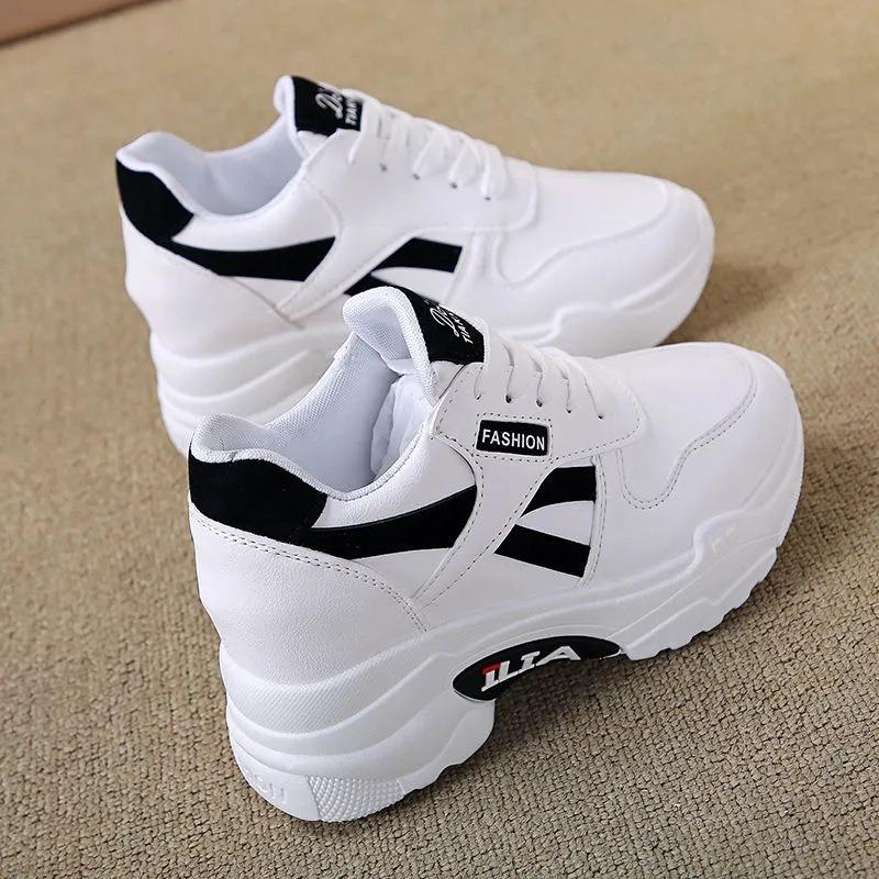 Inner Heightening White Shoes Women's Spring and Autumn Thick-soled Sports Shoes All-match Casual Women's Single Shoes