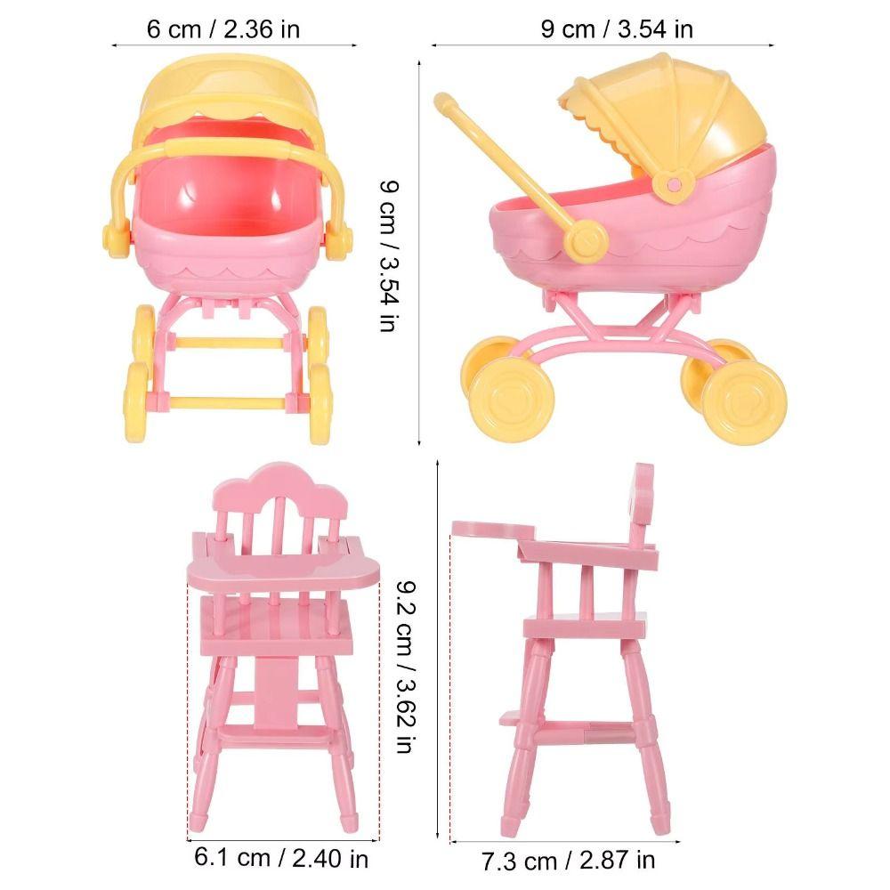 High Chair Dollhouse Stroller Pretend Play Dollhouse Baby Furniture DIY Accessories
