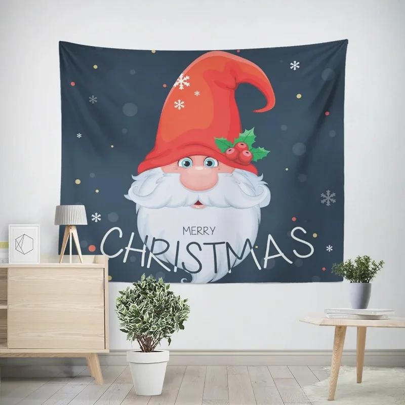New Year Christmas Cartoon Santa Claus Pattern Tapestry Living Room Sofa Home Decoration Christmas Gift