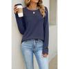 Women Solid Color Crew Neck Lace Patchwork Loose Long Sleeve Casual T Shirt