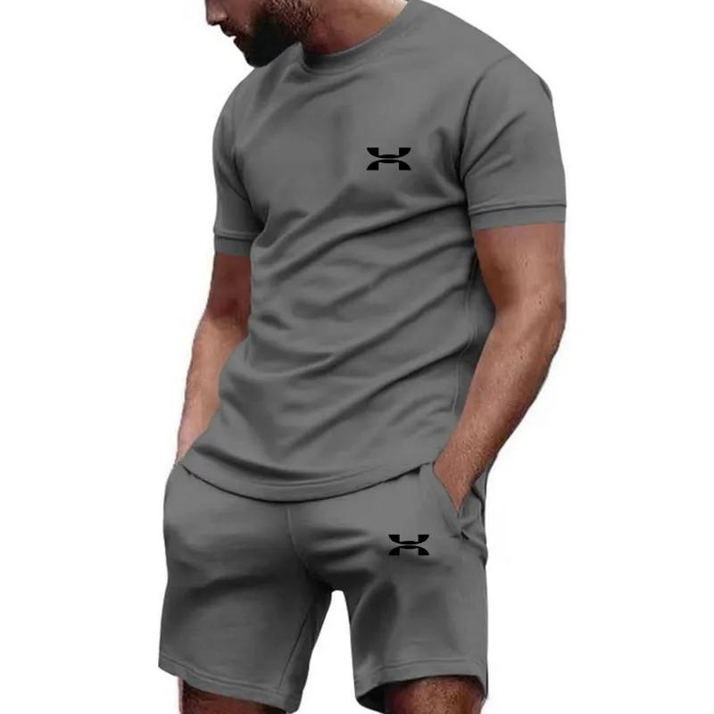 Men's Sportswear Short Sleeved T-shirt and Sports Shorts Summer Casual Jogging Pants Set Men's Two-piece Set