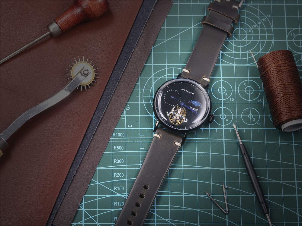 20mm Leather Watch Band for Men and Women, Vintage Handmade Horween Chromexcel Soft Leather Watch Strap Replacement