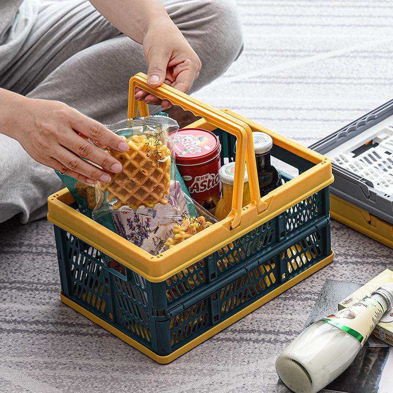 Grand Panier à Main Pliable en Plastique pour Shopping, Pique-niques & Collations