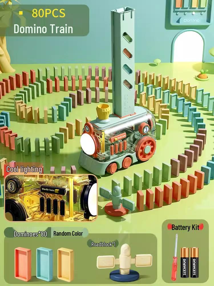 Automatic Domino Train: Educational Building Blocks for Kids Aged 3-6