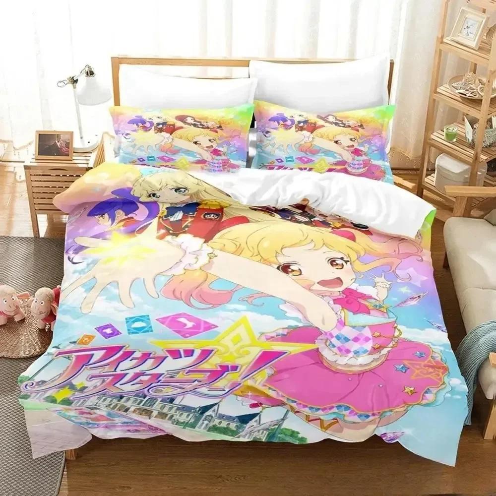 3D Print Anime Aikatsu Bedding Set Printed Bed Set With Pillowcase Bed Duvet Cover Soft Single Double Queen Super King Size