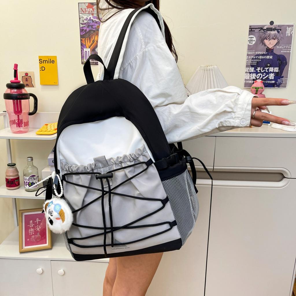 Schoolbag trendy lightweight travel bag small backpack high value junior and high school students class schoolbag new simple contrasting color b