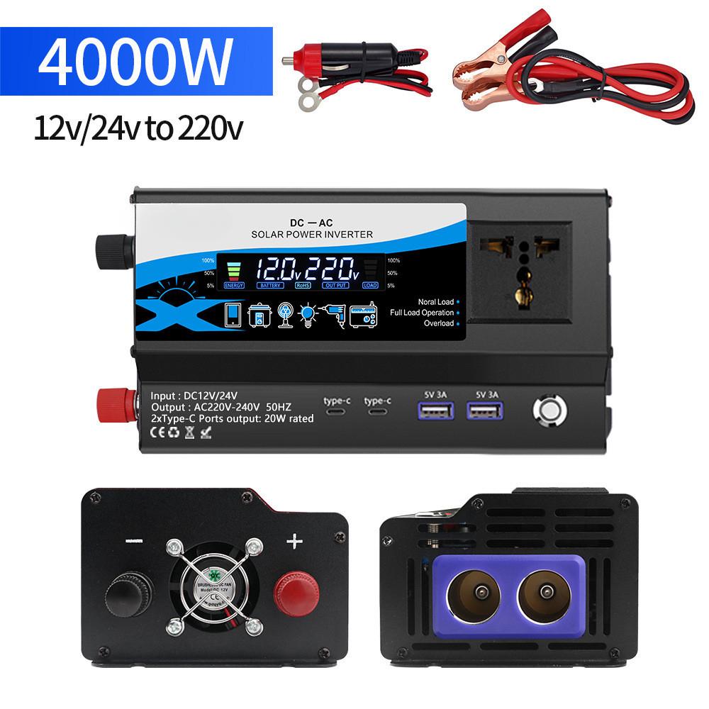 3000W/4000W/6000W Inversor de Carro Portátil de Alta Potência Conversor de Energia Inversor de Energia com Display Inteligente e Luzes