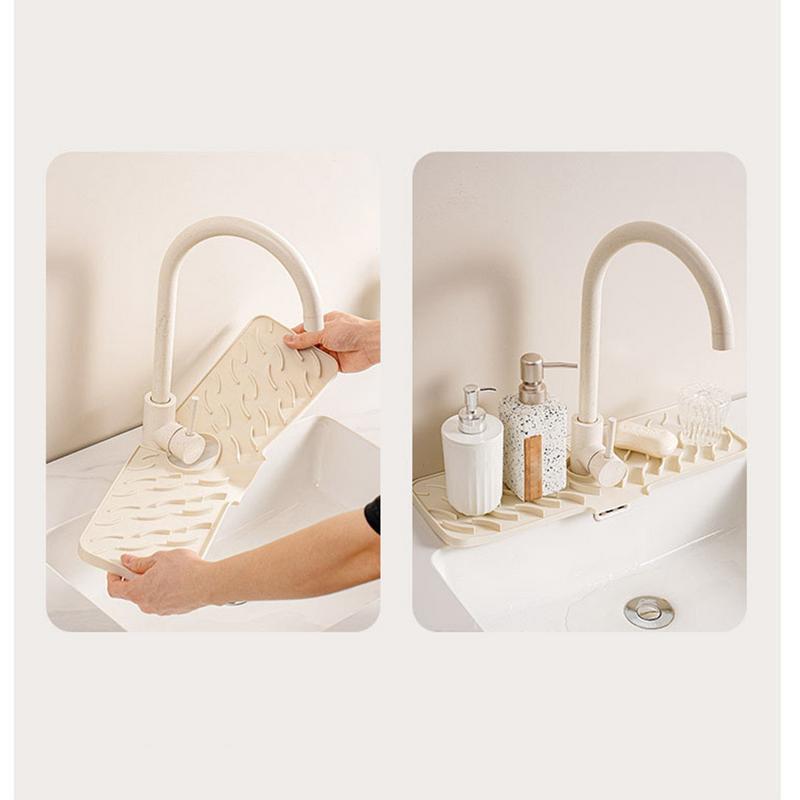 

Kitchen Faucet Mat Kitchen Faucet Guard Silicone Draining Mat Countertop Protector Drip Catcher Mat Sponges Holder For Caravan білий