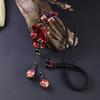 BLINGBAY Women's Vintage Red Flower Pendant Necklace Adjustable Rope Chain Beaded Statement Jewelry Gift