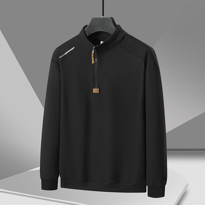 Tröja med halv dragkedja Herr Pullover Ståkrage Vår och Höst Casual Lös och Mångsidig Medelålders och Ung Sporttopp Pappa Kläder