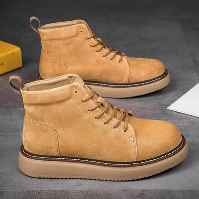 Otoño Invierno Zapatos Casuales de Hombre Zapatos de Trabajo de Cuero de Ante Botines Cortos de Caña Alta Zapatos de Plataforma para Negocios al Aire Libre Antideslizantes Wal