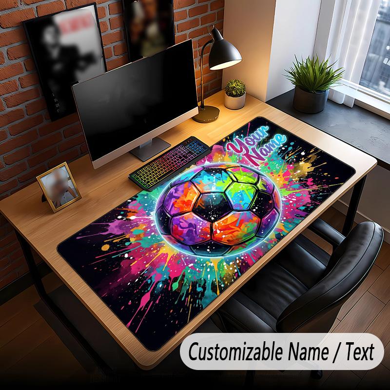 Soccer Theme Custom Mouse Pad Personalized With Name Text Customized Desk Mat For Office Home Decor
