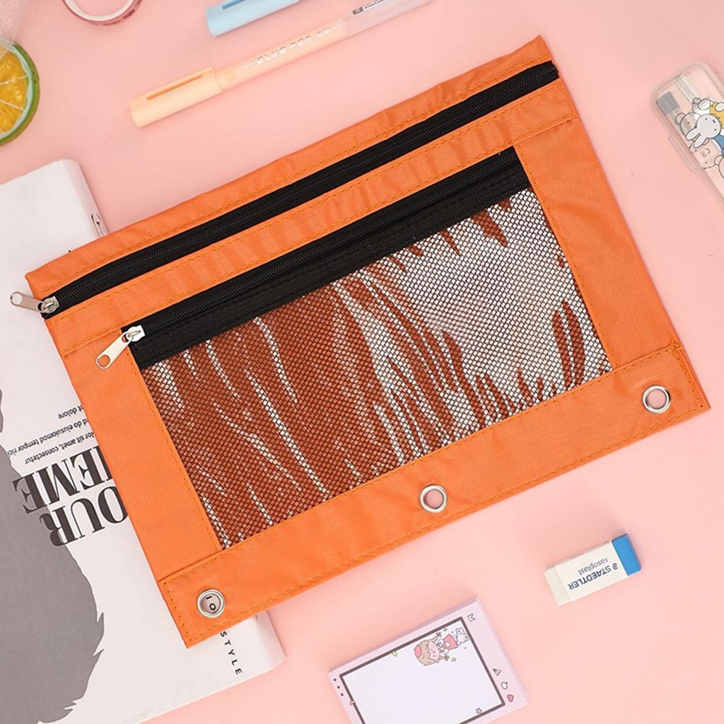 Pouzdro na tužky s dvojitým zipem Průhledná síťovaná taška na dokumenty Zipový pořadač Pouzdro na tužky Pouzdro na tužky
