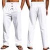 Casual Men's Beachwear: Trendy Button-Front Loose-Fit Linen Trousers - Skin-Friendly and Breathable