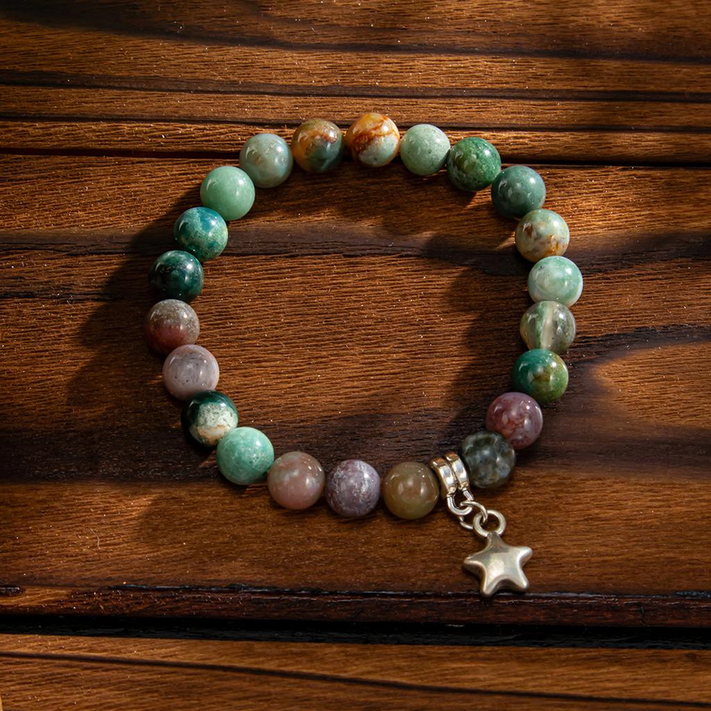 Handwoven Spirals Star Pattern Bracelet Colorful Irregular Turquoise Bead Bohemian Adjustable Closure Designs