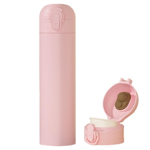 500ml 316 Stainless Steel Water Bottle, Hot/Cold Insulation, Vacuum Insulated, One-Touch Opening (Pink)