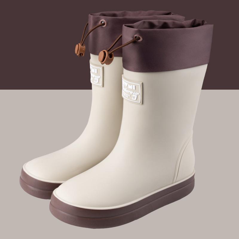 

Новый детский уличный комплект водонепроницаемая обувь модные мужские и женские резиновые сапоги детская высокая резиновая дождевая обувь на мягкой подошве Inner length 230 бежевый