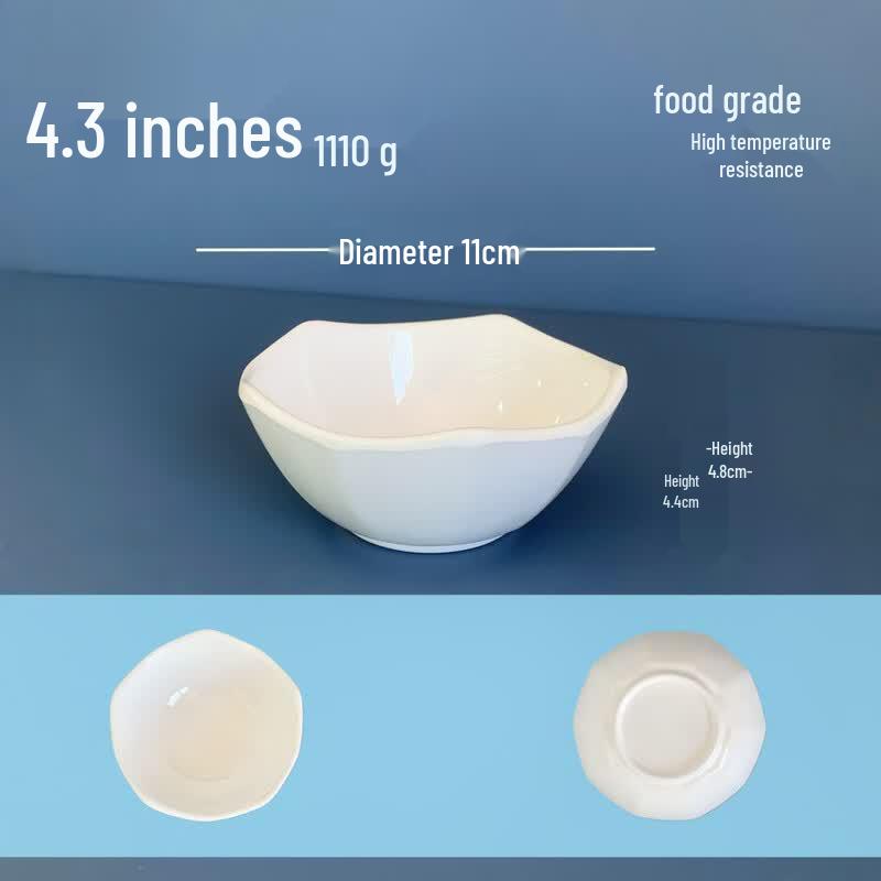 White Plastic Small Bowl Set with Spoon and Fork