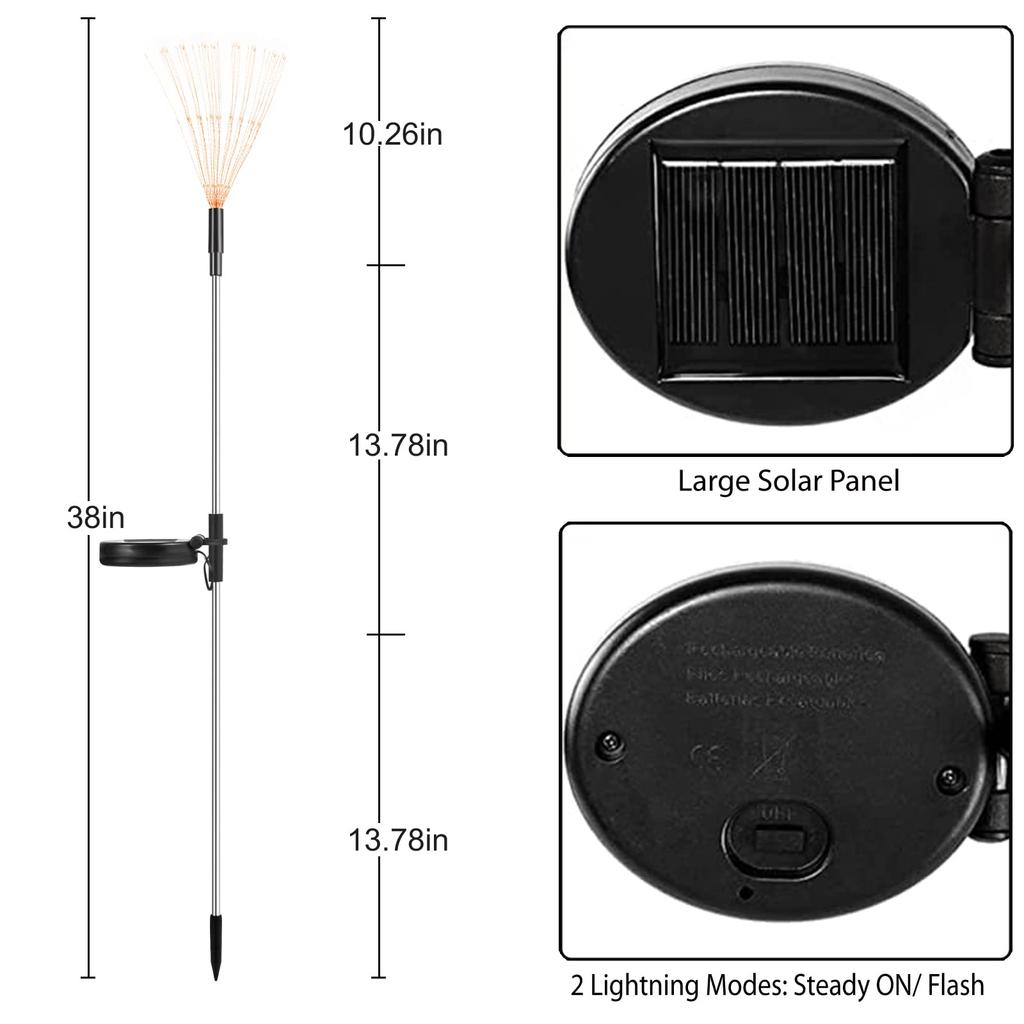 1~4PCS LED Solar Power Firework Lights Garden Decoration Fairy Lamp Waterproof Outdoor Dandelion Lawn Light Patio Garden Decor