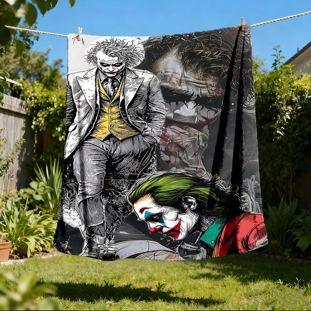 1pc Joker Outdoor Flannel Throw Blanket Soft, Lightweight & Warm for Sofa, Office