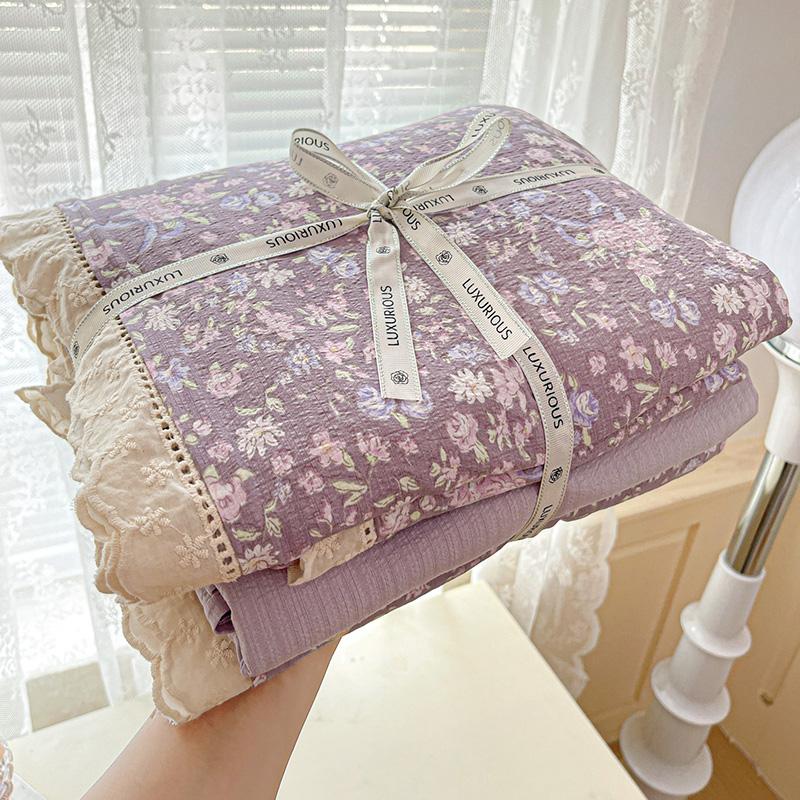 Ins Princess Bedding Set Floral Duvet Cover Set Flat Sheets Set Single Twin Double Size Bed Linen Set Back To School Season