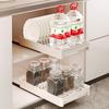 1pc Kitchen Bowl Plate Storage Rack Pull-out Type Tableware Drainboard Cabinet With Track Large-capacity Shelf Kitchen Organizer