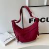 Spring Nylon Pleated Crossbody Shoulder Bag: Women's Lightweight Casual Dumpling Bag in Matching Colors