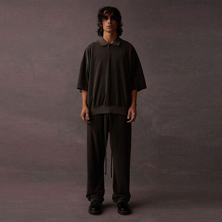 Fear of God Essentials Terry Polo Off Black Men Tops 125BT224050F