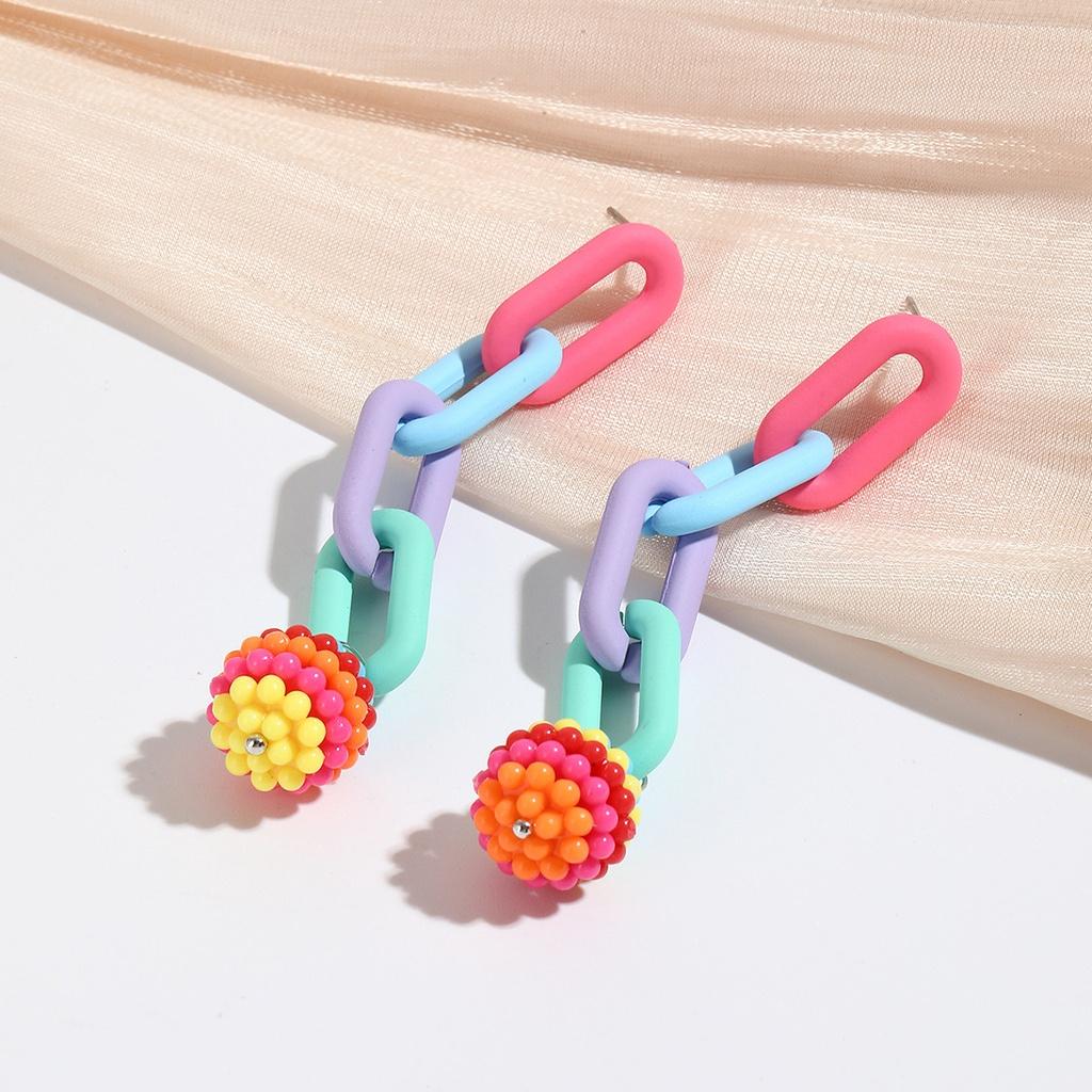 Trendy Acrylic Geometric Earrings For Women Colorful Chain Design 2023 Summer Fashion