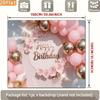 D Pink Floral Rose Gold Birthday Backdrop Glitter Balloon Themed Party Photography Background