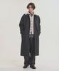 Noise Herringbone Wool Balmacaan Coat - Black