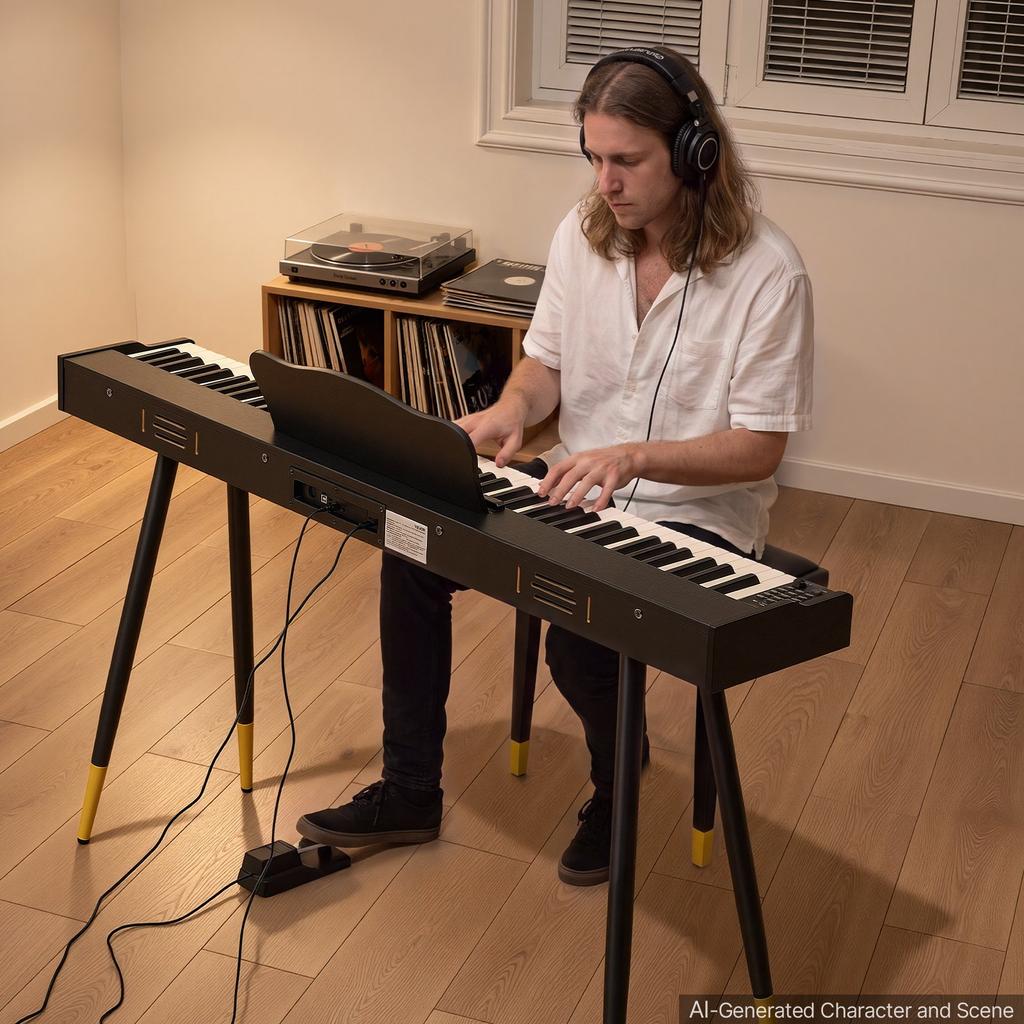 VEVOR Digital Piano 88 Keys Semi Weighted Full Size Keyboard Stand Black, for Beginners, 600 Tones, 600 Rhythms, Electric Piano, with Sustain Pedal