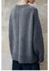 Women's 100% Pure Wool Round Neck Thick Warm Loose Pullover Sweater - Long Sleeve, Autumn Winter Base Layer
