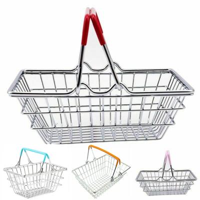 Children Miniature Metal Supermarket Shopping Basket Pretend Role Play Toy Gift