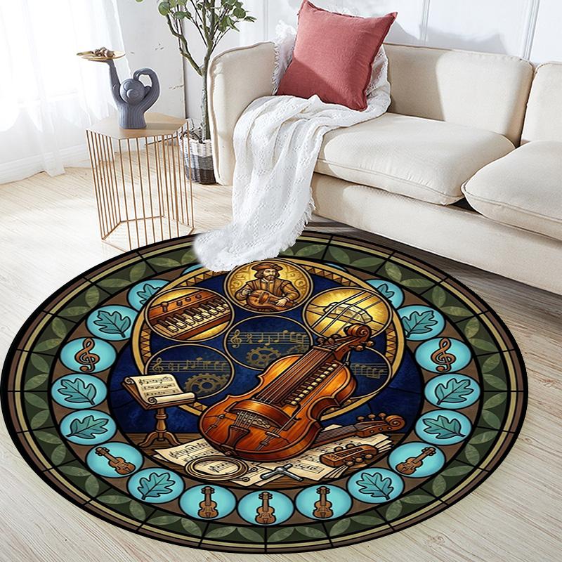 Harmonious Musical Harmony Round Area Rug Under Office Chairs Bedroom Living Room Home Decor