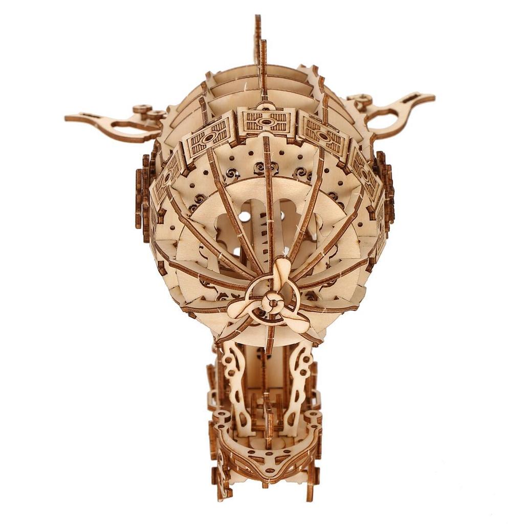 Drewniane puzzle 3D do samodzielnego montażu, mechaniczny model sterowca, zabawka antystresowa, model 3D stereo, ręcznie robiona ozdoba na biurko, zabawka parowa