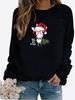 Felpa casual invernale da donna con stampa di girasoli, girocollo, maniche lunghe, ampia, maglietta grafica da donna, camicetta taglie forti