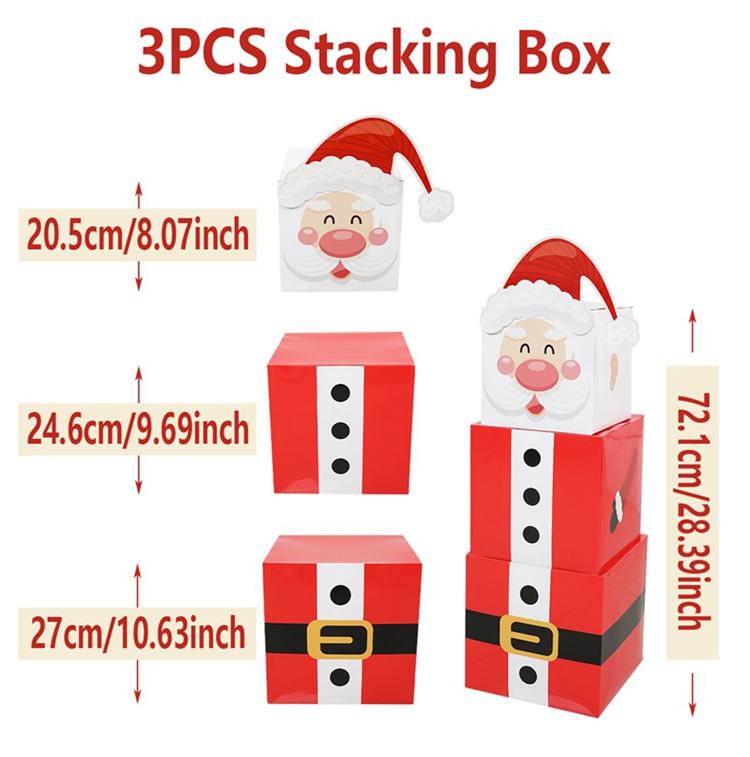 

Набор подарочных коробок ChristmasSanta, рождественские подарочные коробки, рождественские штабелируемые подарочные коробки для хранения, украшения 2024 для рождественской вечеринки 2025 года as shown