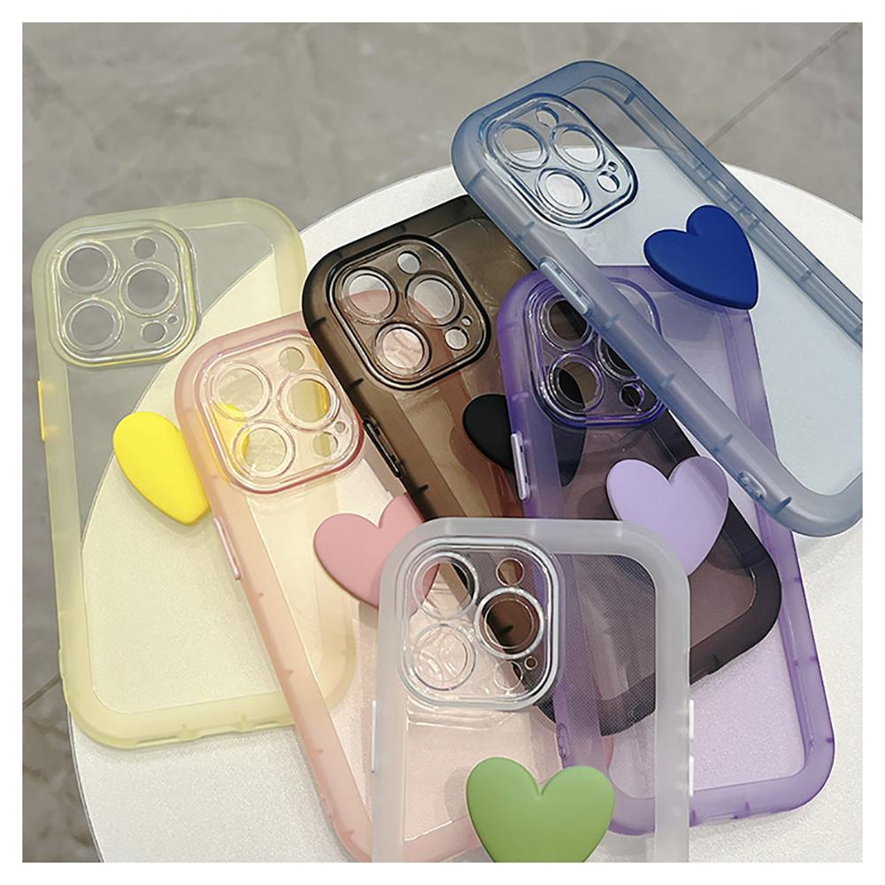 3D süße Herz Bonbonfarben stoßfeste Hülle für Iphone 12 11 13 14 Pro Max Xr Xs X 14 Plus transparente weiche Silikon-Rückseite