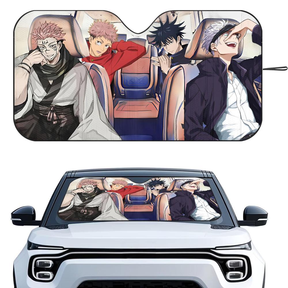 J-Jujutsu Kaisen Anime Car SunShade Windshield Foldable Three-layer Insulation Sunshade By Suction Cup Blocks UV Rays Sun