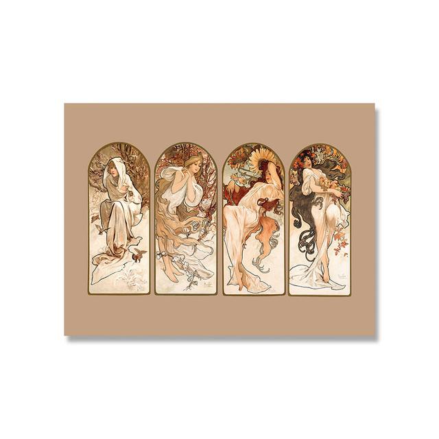 

Рамка из цельного дерева, Альфонс Муха, холст, постеры и принты, винтажная фигура, женщина, холст, живопись, настенные картины для гостиной, домашний декор 15*20cm(with frame)
