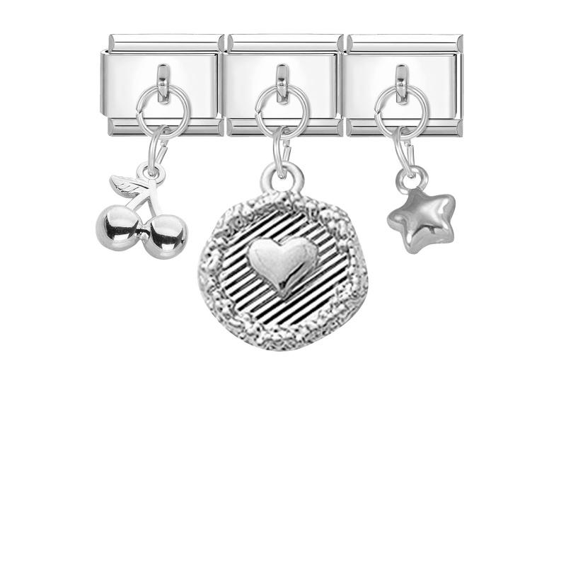 3PCS Brilliant Butterfly Dog Rabbit Shell Tulip Moon Y2K Pendant Charm Links Fit 9mm Stainless Steel Bracelet DIY Making Gift