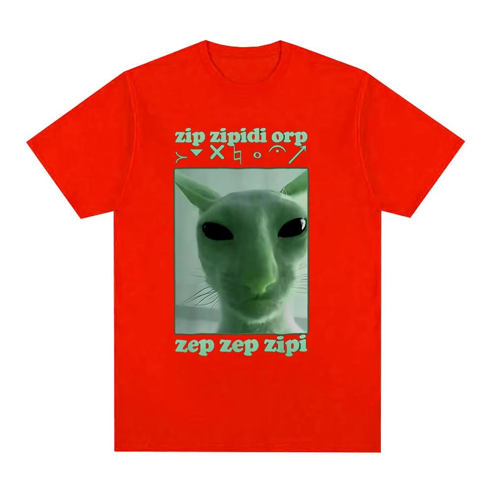 2025 Komik Uzaylı Kedi Dank Meme Tişört Erkek Kadın Moda Vintage Tişörtler Günlük Pamuk Kısa Kollu Tişörtler Sokak Giyimi