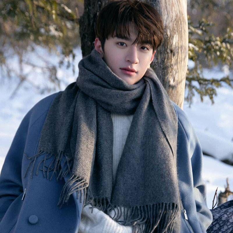 Herbst und Winter Neuer Damen-Kaschmirschal Einfarbiger Kaschmir-Imitat-Zugschal Dicker Kaschmir-Stickerei-Schal