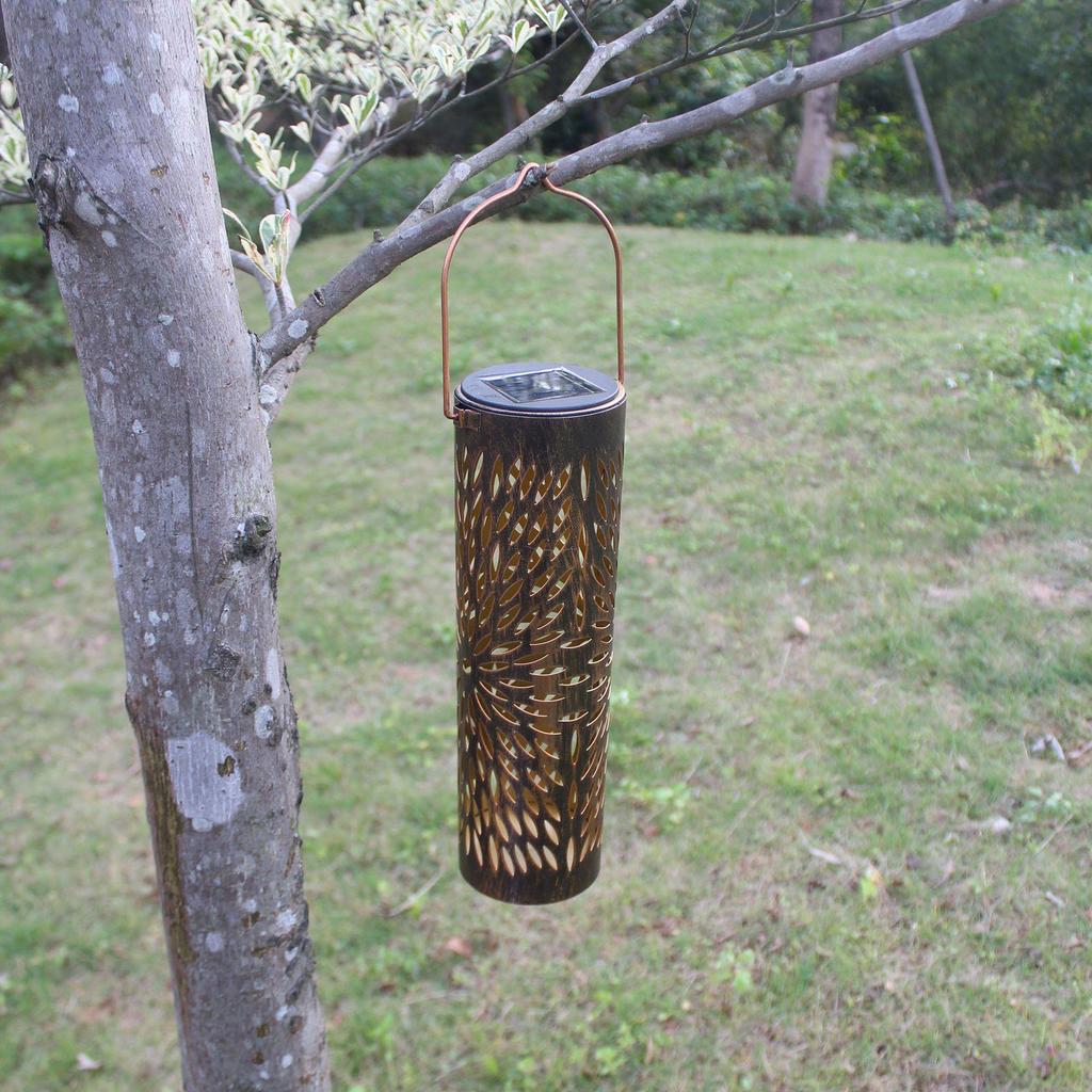 Solar-Powered Iron Lantern: Waterproof Garden Pendant Light for Outdoor Decoration